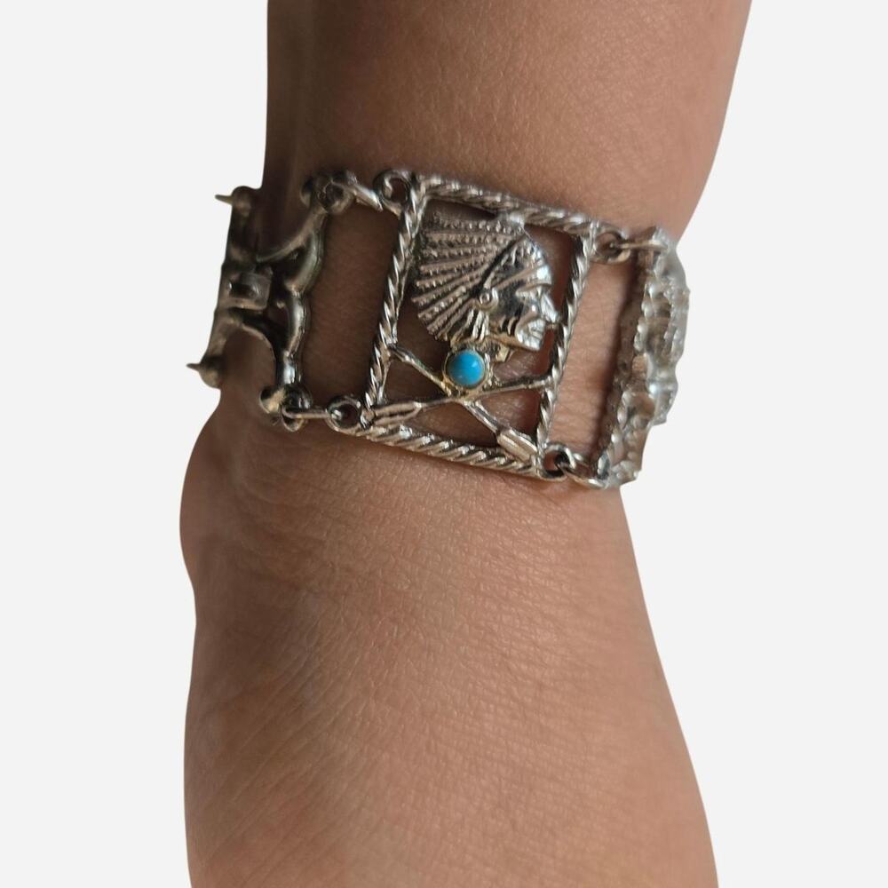 Vintage Southwestern Storylet Panel Bracelet – EUC